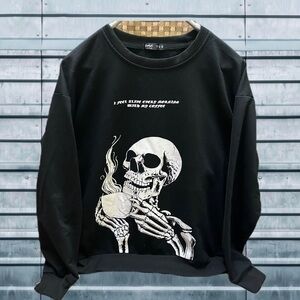ROMWE Black Skull Graphic Sweater size L